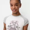 Camiseta estampada con manga corta raglán Off white