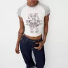 Camiseta estampada con manga corta raglán Off white