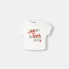 Camiseta estampada con manga corta raglán Cream