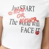 Camiseta estampada con manga corta raglán Cream