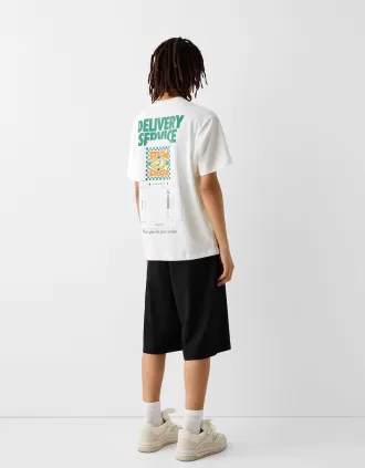 Camiseta estampada de manga corta boxy fit White