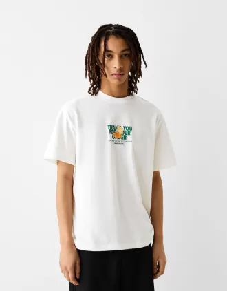 Camiseta estampada de manga corta boxy fit White