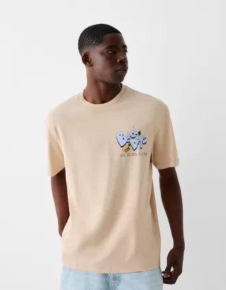 Camiseta estampada de manga corta boxy fit Camel