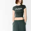 Camiseta estampada manga corta con fruncido Khaki