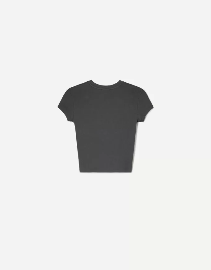 Camiseta estampada manga corta con fruncido Grey