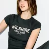 Camiseta estampada manga corta con fruncido Khaki
