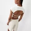 Camiseta estampada manga corta tirantes espalda Cream