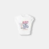 Camiseta estampada manga corta tirantes espalda Cream