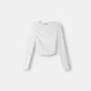 Camiseta fruncida de poliamida manga larga Cream