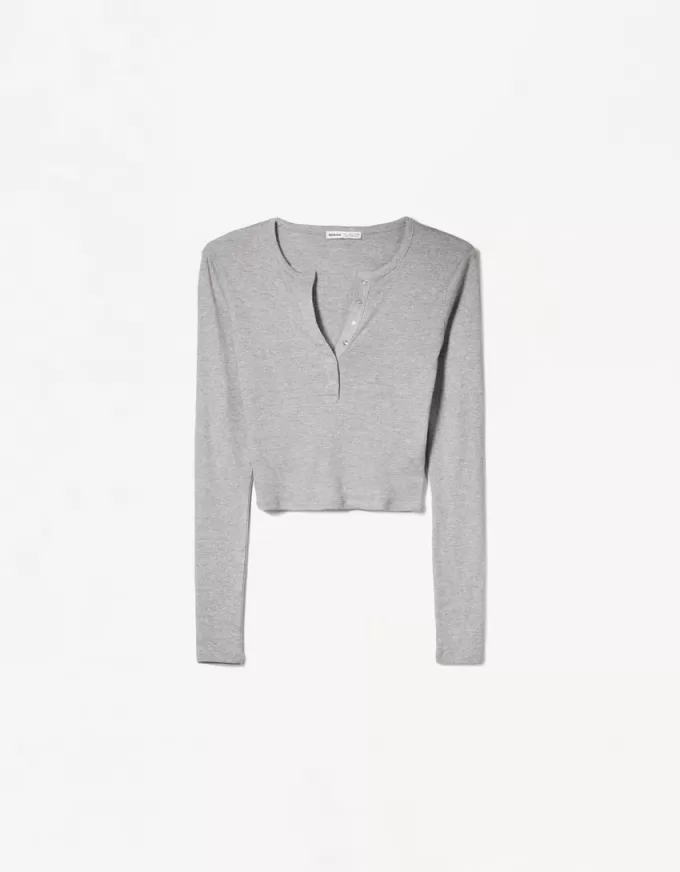 Camiseta henley de manga larga Grey