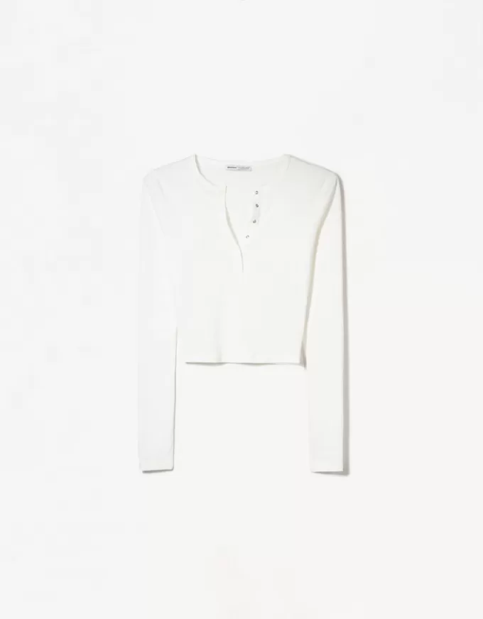 Camiseta henley de manga larga Off white Camiseta henley de manga larga Off white