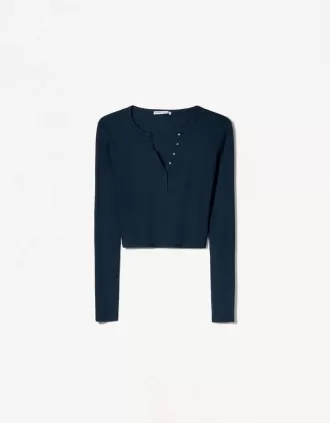 Camiseta henley de manga larga Navy