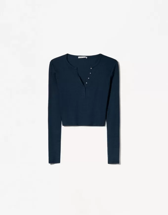 Camiseta henley de manga larga Navy