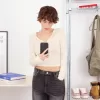 Camiseta henley de manga larga Beige