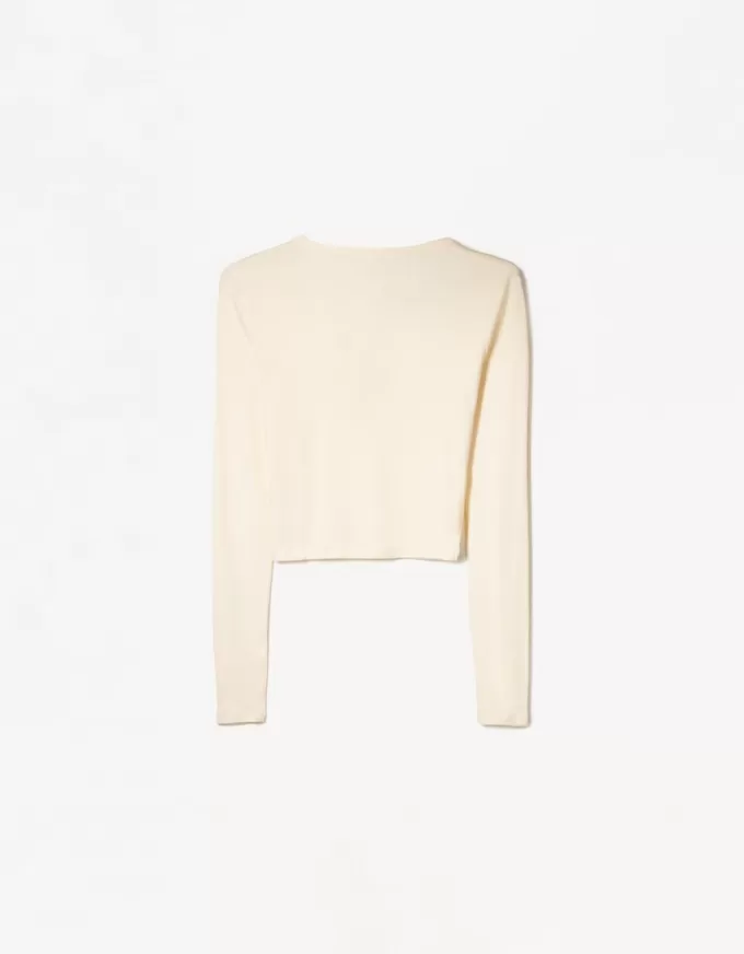 Camiseta henley de manga larga Beige