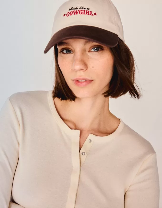 Camiseta henley de manga larga Beige