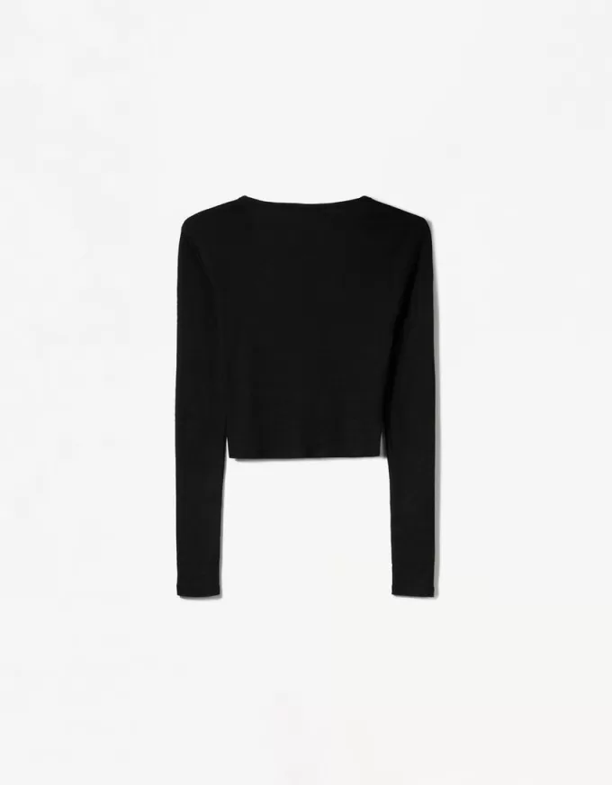 Camiseta henley de manga larga Black