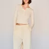Camiseta henley de manga larga Beige