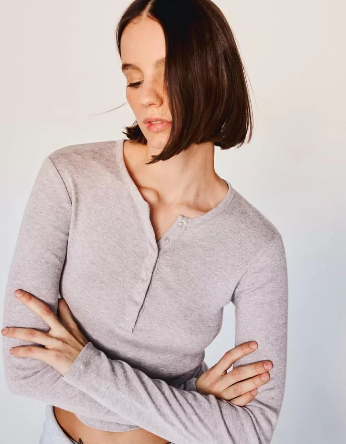Camiseta henley de manga larga Grey