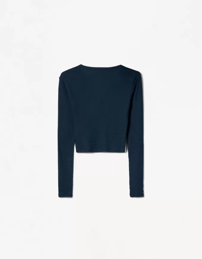 Camiseta henley de manga larga Navy