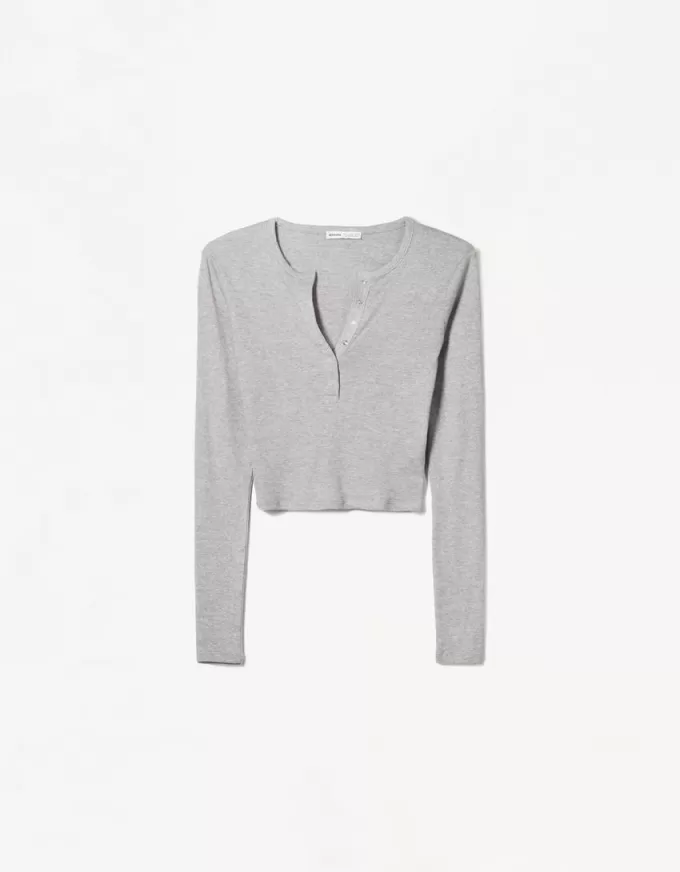 Camiseta henley de manga larga Grey