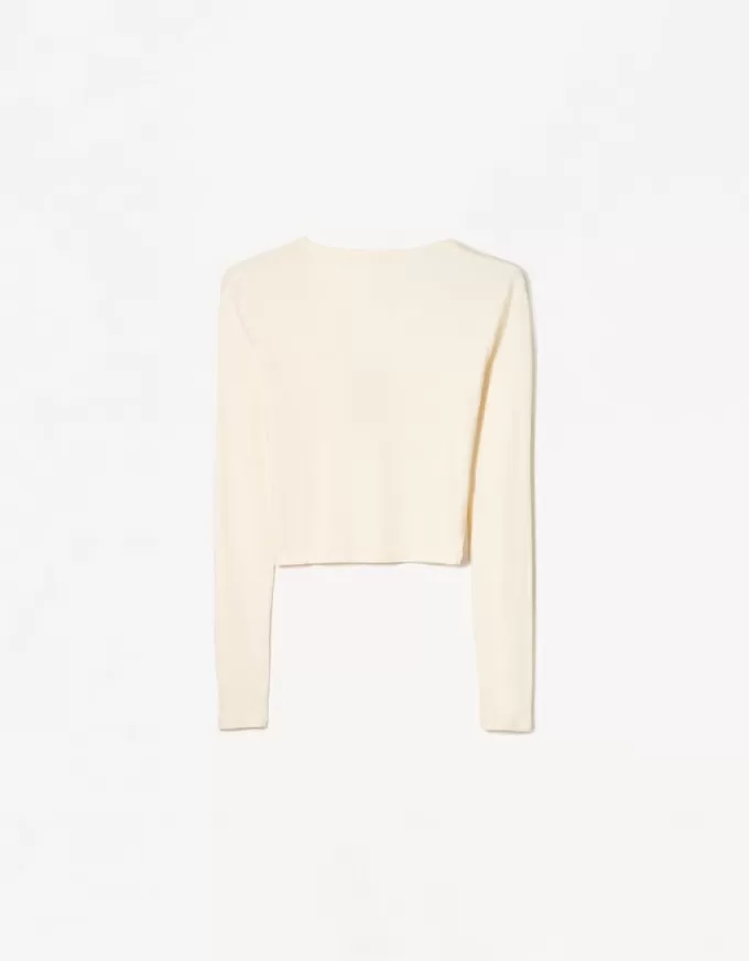 Camiseta henley de manga larga Beige