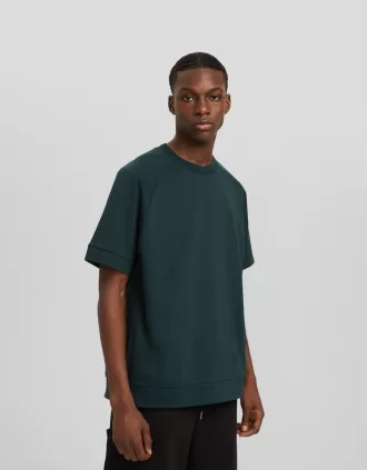 Camiseta interlock de manga corta y corte boxy Green