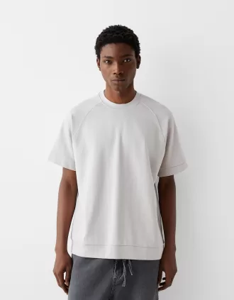 Camiseta interlock de manga corta y corte boxy Grey
