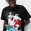 Camiseta manga corta Hello Kitty y sus amigos Black