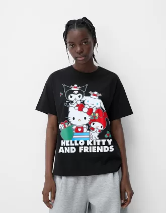 Camiseta manga corta Hello Kitty y sus amigos Black
