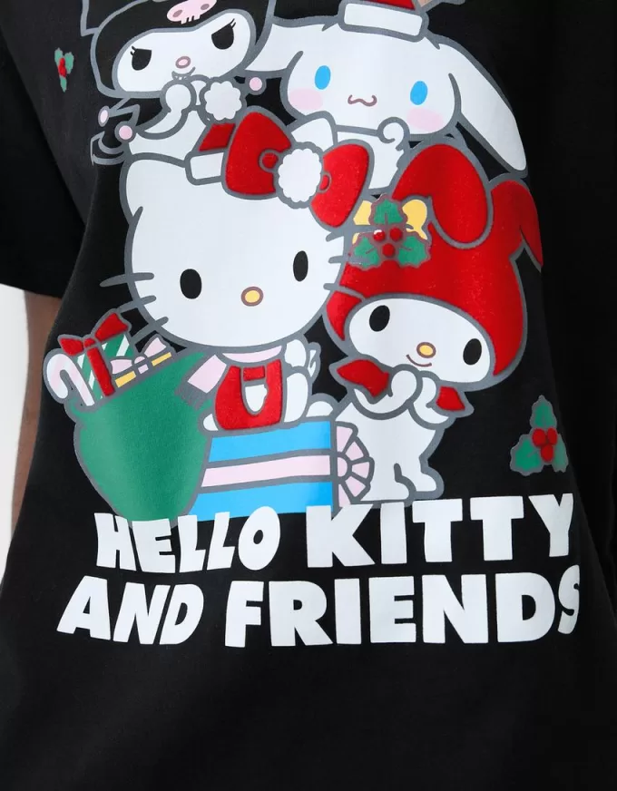 Camiseta manga corta Hello Kitty y sus amigos Black