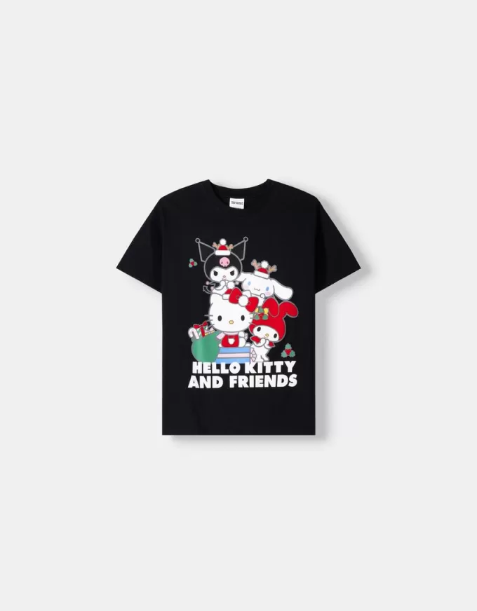 Camiseta manga corta Hello Kitty y sus amigos Black