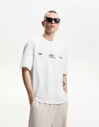 Camiseta manga corta con bordado White