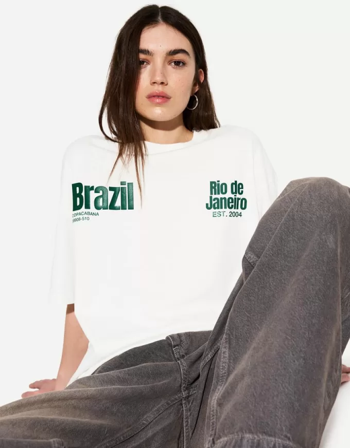Camiseta manga corta con estampado White