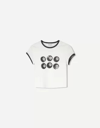 Camiseta manga corta con estampado White
