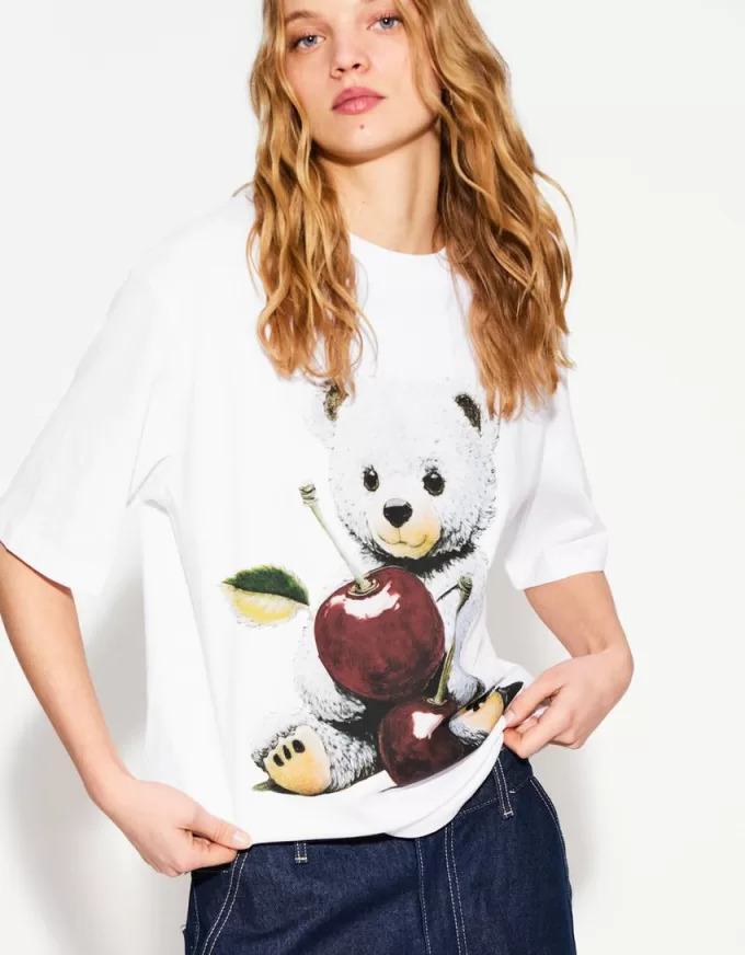Camiseta manga corta con estampado White
