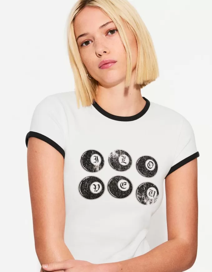 Camiseta manga corta con estampado White