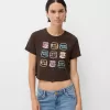 Camiseta manga corta con estampado Brown