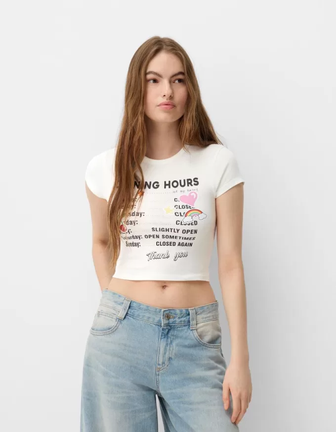 Camiseta manga corta con estampado Cream