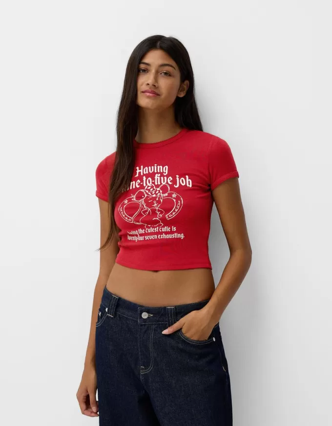 Camiseta manga corta con estampado Red