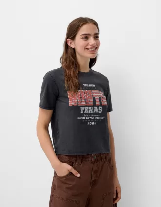 Camiseta manga corta con estampado Grey