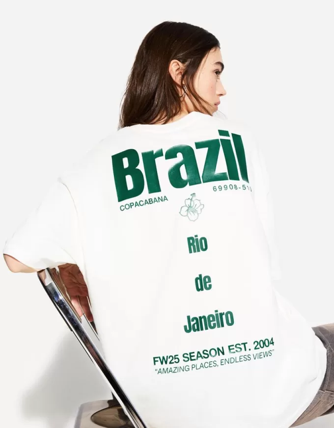 Camiseta manga corta con estampado White