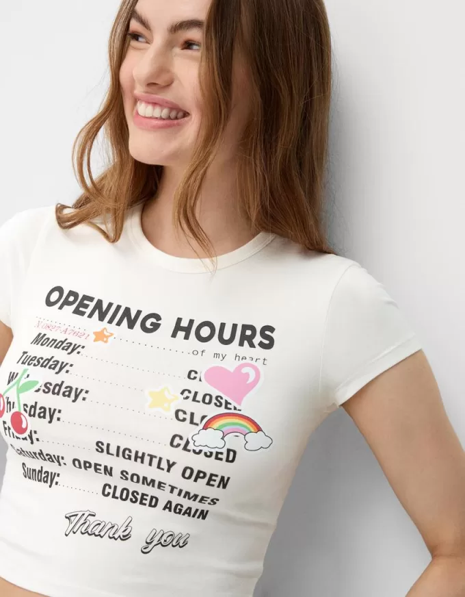 Camiseta manga corta con estampado Cream