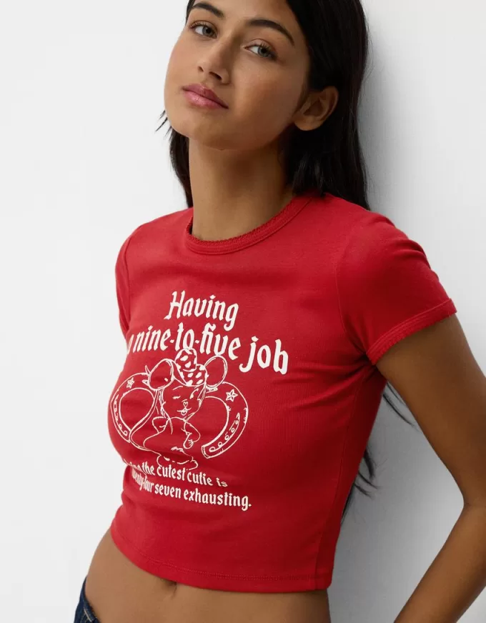 Camiseta manga corta con estampado Red