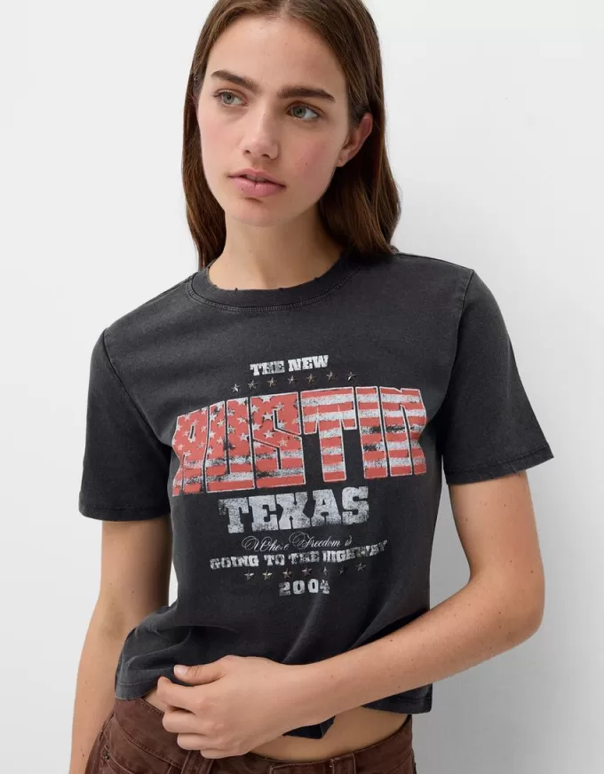 Camiseta manga corta con estampado Grey