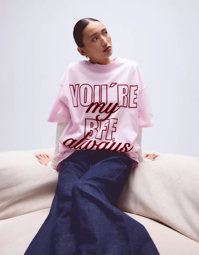 Camiseta manga corta con estampado Pink