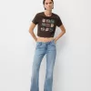 Camiseta manga corta con estampado Brown