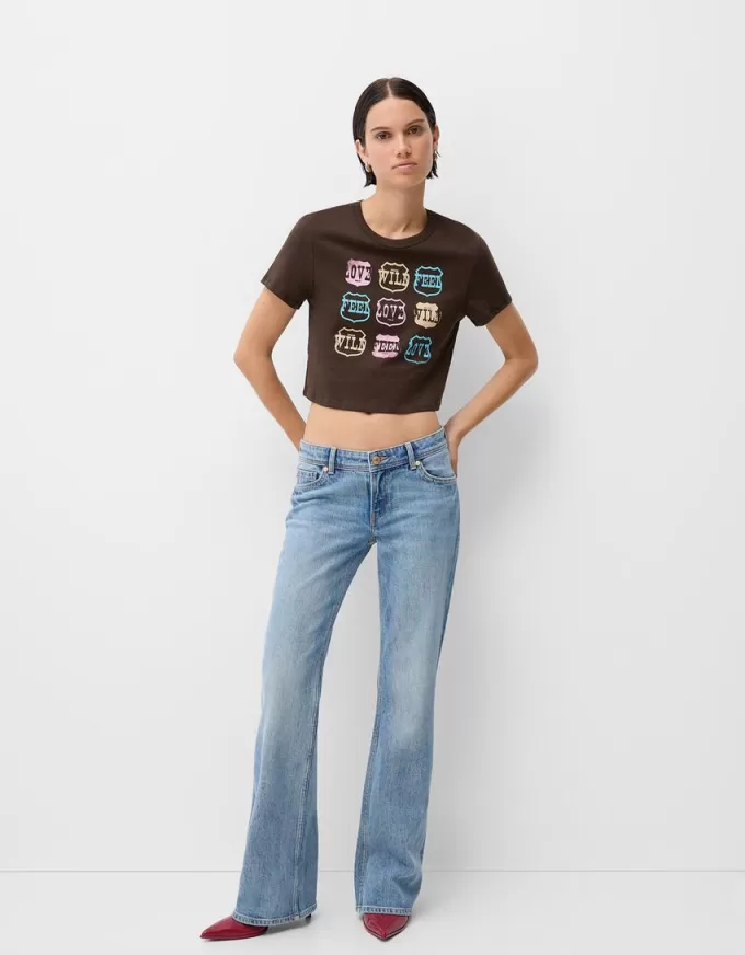 Camiseta manga corta con estampado Brown