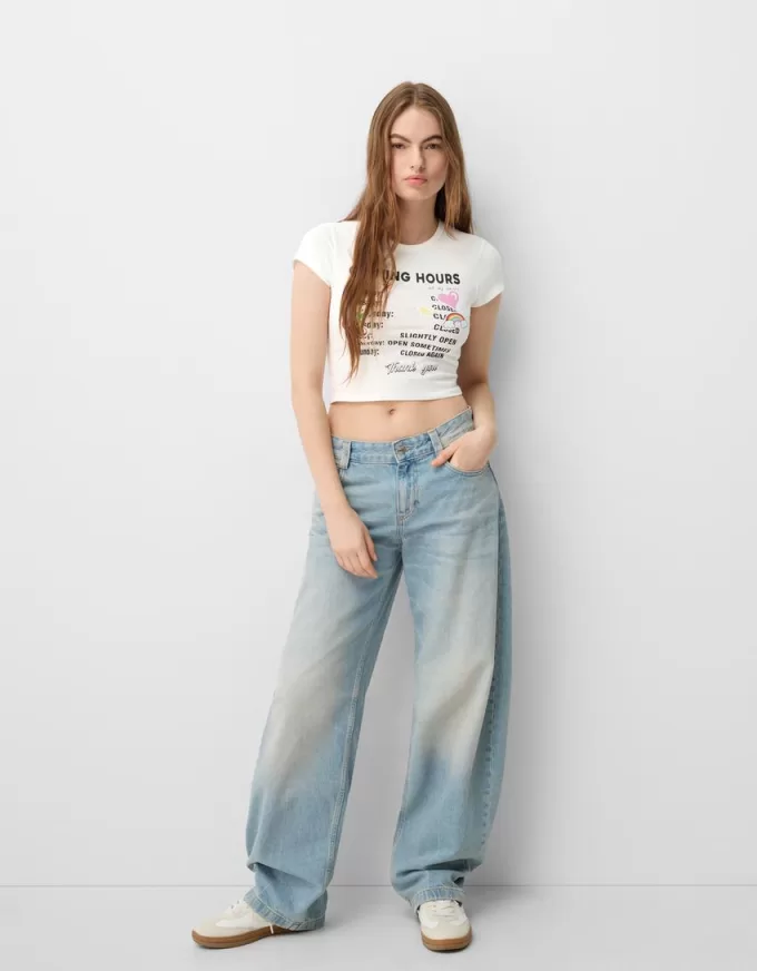 Camiseta manga corta con estampado Cream