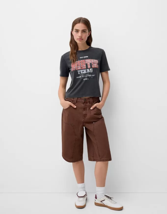 Camiseta manga corta con estampado Grey